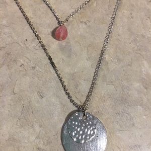 Silver tone layered necklace